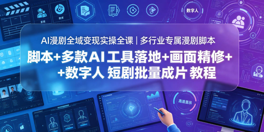 AI漫剧全域变现实操全课|多行业专属漫剧脚本+多款AI工具落地+画面精修+数字人短剧批量成片全教程-副业网创