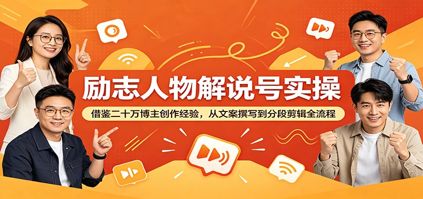 励志人物解说号实操：借鉴二十万博主创作经验，从文案撰写到分段剪辑全流程-副业网创