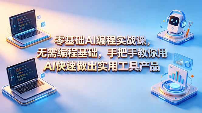 零基础AI编程实战课-更新,无需编程基础,手把手教你用AI快速做出实用工具产品-副业网创