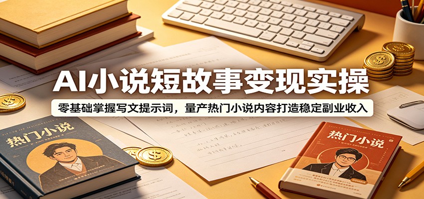 AI小说短故事变现实操：零基础掌握写文提示词，量产热门小说内容打造稳定副业收入-副业网创