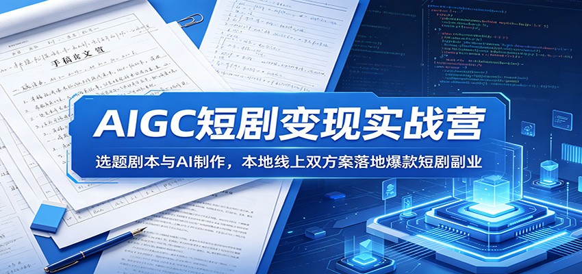 AIGC短剧变现实战营:选题剧本与AI制作,本地线上双方案落地爆款短剧副业-副业网创