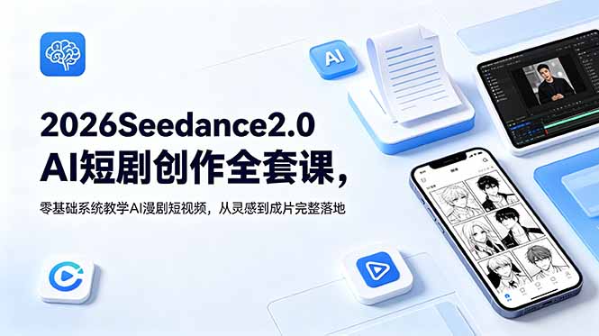 2026Seedance2.0AI短剧创作全套课，零基础系统教学AI漫剧短视频，从灵感到成片完整落地-副业网创