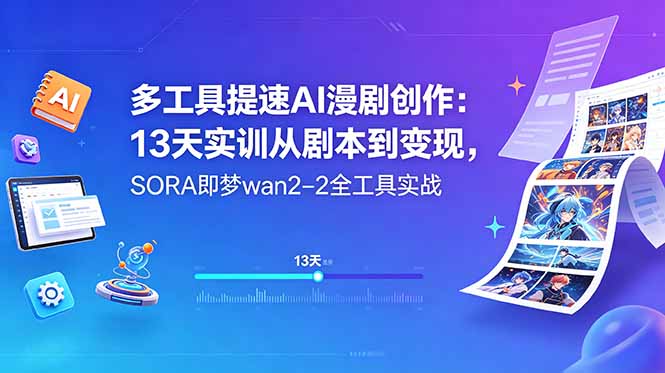 多工具提速AI漫剧创作:13天实训从剧本到变现,SORA即梦wan2-2全工具实战-副业网创