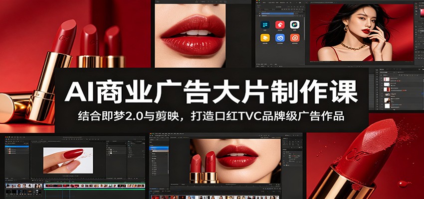 AI商业广告大片制作课：结合即梦2.0与剪映，打造口红TVC品牌级广告作品-副业网创