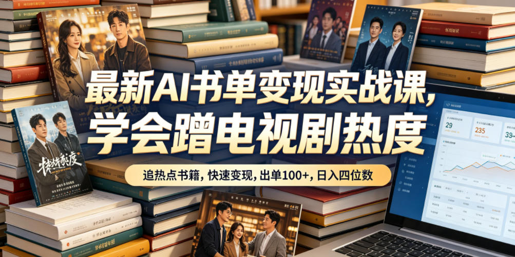 最新AI书单变现实战课，学会蹭电视剧热度，追热点书籍，快速变现，出单100+，日入四位数-副业网创
