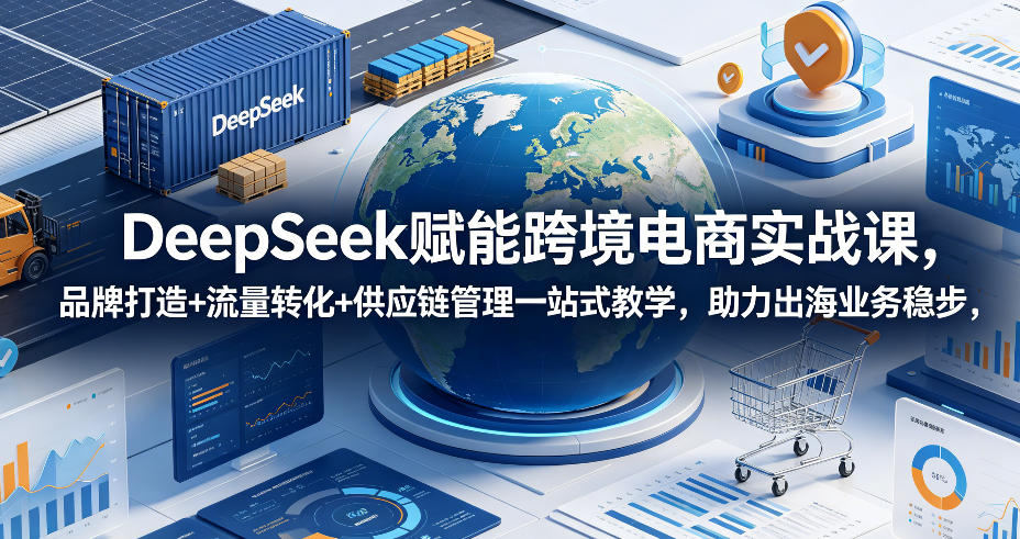 DeepSeek赋能跨境电商实战课,品牌打造+流量转化+供应链管理一站式教学,助力出海业务稳步发展-副业网创