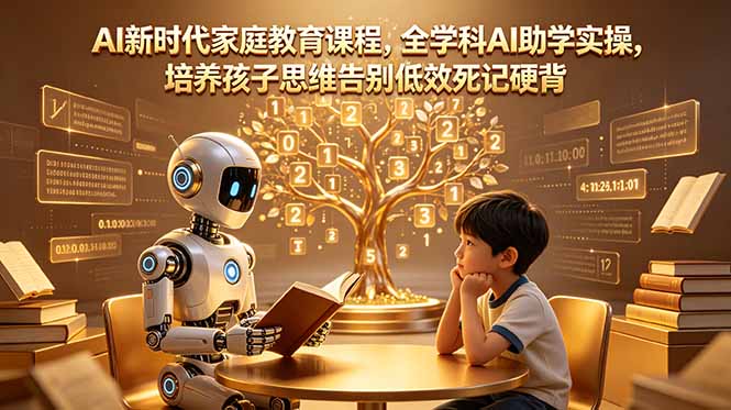 AI新时代家庭教育课程，全学科AI助学实操，培养孩子思维告别低效死记硬背-副业网创
