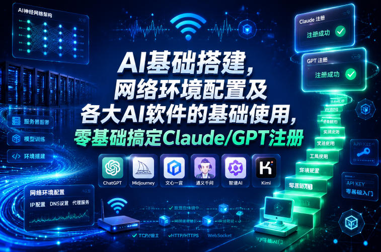 AI基础搭建，网络环境配置及各大AI软件的基础使用，零基础搞定Claude/GPT注册-副业网创