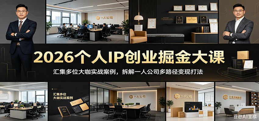 2026个人IP创业掘金大课:汇集多位大咖实战案例,拆解一人公司多路径变现打法-副业网创