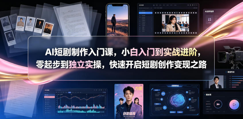 AI短剧制作入门课，小白入门到实战进阶，零起步到独立实操，快速开启短剧创作变现之路-副业网创