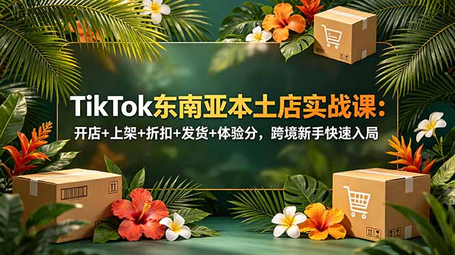TikTok东南亚本土店实战课：开店+上架+折扣+发货+体验分，跨境新手快速入局-副业网创