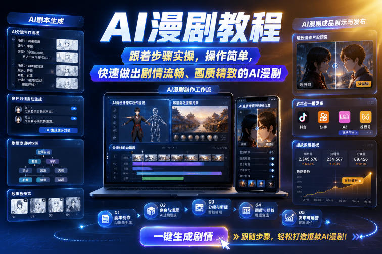 AI漫剧教程,跟着步骤实操,操作简单,快速做出剧情流畅、画质精致的AI漫剧-副业网创