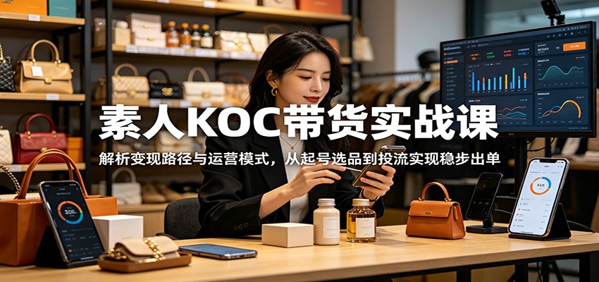 素人KOC带货实战课：解析变现路径与运营模式，从起号选品到投流实现稳步出单-副业网创