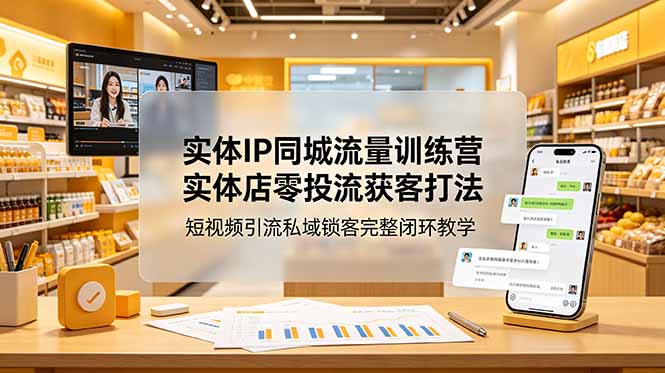 实体IP同城流量训练营：实体店零投流获客打法，短视频引流私域锁客完整闭环教学-副业网创