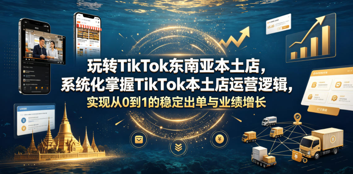 玩转TikTok东南亚本土店，系统化掌握TikTok本土店运营逻辑，实现从0到1的稳定出单与业绩增长-副业网创