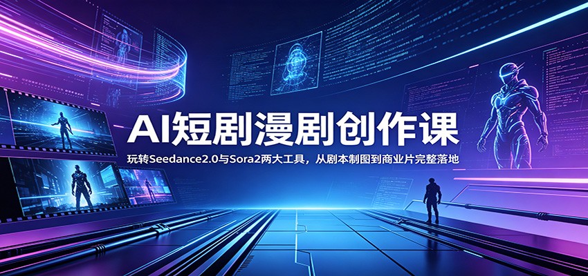 AI短剧漫剧创作课：玩转Seedance2.0与 Sora2两大工具，从剧本制图到商业片完整落地-副业网创
