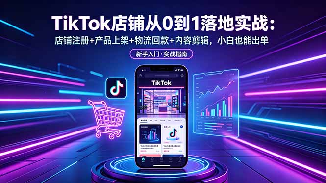 TikTok店铺从0到1落地实战:店铺注册+产品上架+物流回款+内容剪辑,小白也能出单-副业网创
