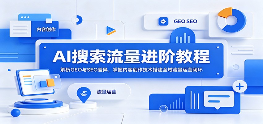 AI搜索流量进阶教程:解析GEO与SEO差异,掌握内容创作技术搭建全域流量运营闭环-副业网创