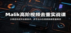 Malik高阶视频去重实战课：分镜逆向改写全套技术，多平台AI生视频规避查重限流-副业网创