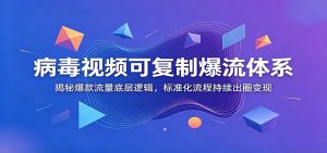 病毒视频可复制爆流体系：揭秘爆款流量底层逻辑，标准化流程持续出圈变现-副业网创