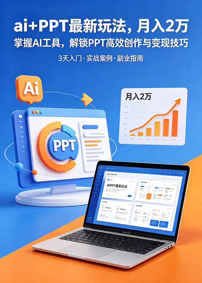 ai+PPT最新玩法，月入2万掌握AI工具，解锁PPT高效创作与变现技巧3天入门，实战案例·副业指南-副业网创