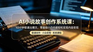 AI小说故事创作系统课：10分钟极速出爆文，零基础小白也能轻松实现内容变现-副业网创