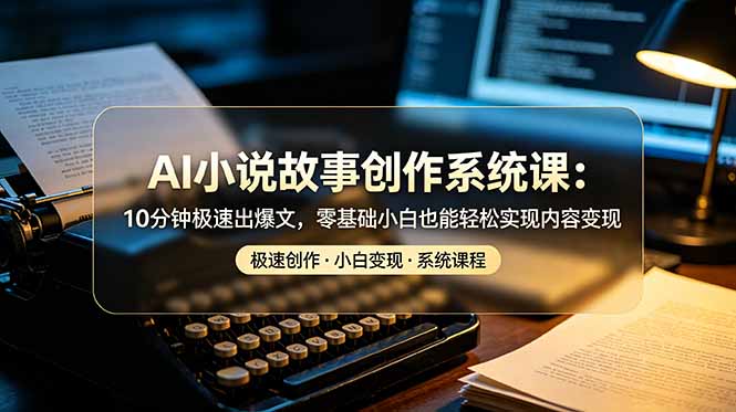 AI小说故事创作系统课：10分钟极速出爆文，零基础小白也能轻松实现内容变现-副业网创