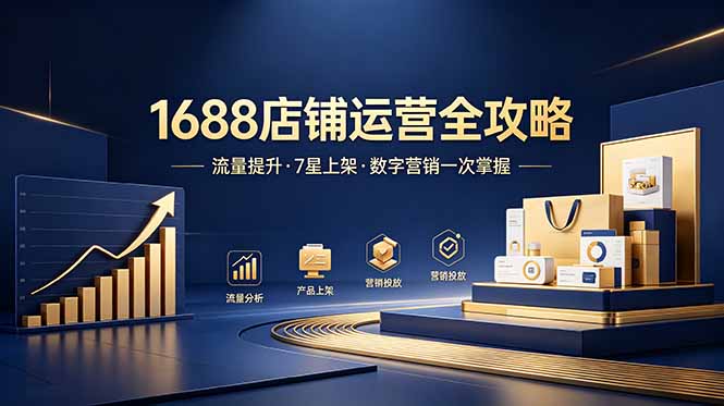 1688店铺没流量？产品上架不到7星？数字营销不会投？全套运营技能一次学(更新6月-副业网创