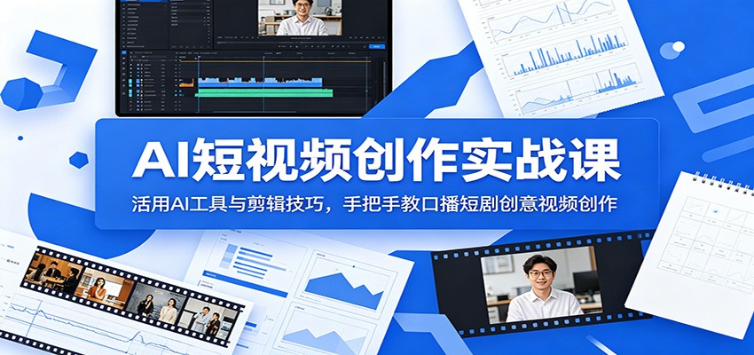 AI短视频创作实战课:活用AI工具与剪辑技巧,手把手教口播短剧创意视频创作-副业网创