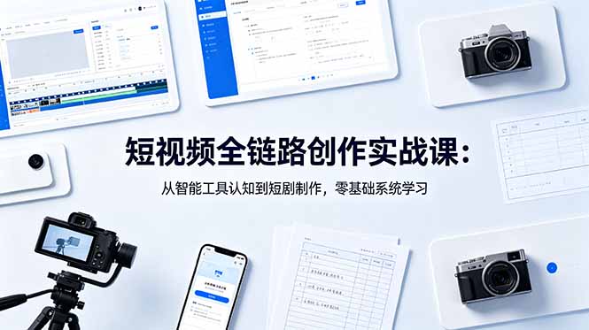短视频全链路创作实战课：从智能工具认知到短剧制作，零基础系统学习-副业网创