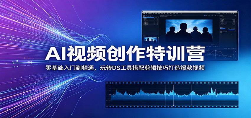AI视频创作特训营：零基础入门到精通，玩转DS工具搭配剪辑技巧打造爆款视频-副业网创