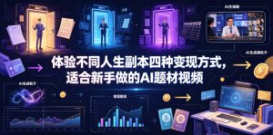 体验不同人生副本四种变现方式，适合新手做的AI题材视频-副业网创