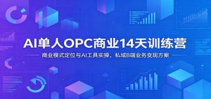 AI单人OPC商业14天训练营：商业模式定位与AI工具实操，私域B端业务变现方案-副业网创