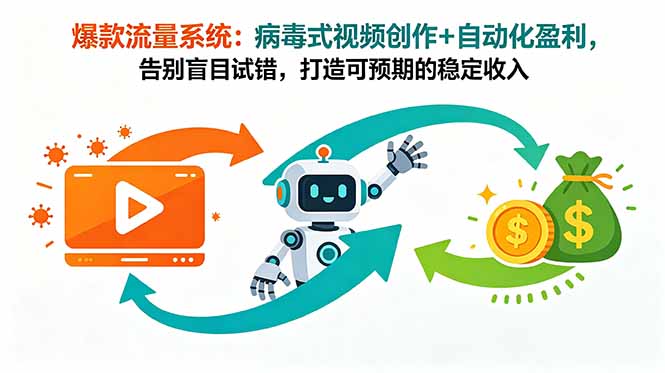 爆款流量系统：病毒式视频创作+自动化盈利，告别盲目试错，打造可预期的稳定收入-副业网创