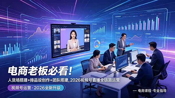 电商老板必看！人货场搭建+排品设计+素材创作+团队搭建，2026视频号直播全链路运营-副业网创