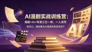AI漫剧实战训练营：编剧+AI+导演三位一体，一人成军 驭风口，用故事与AI铸造终身变现资产-副业网创