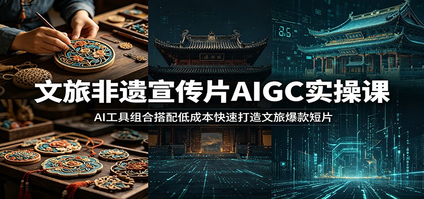 文旅非遗宣传片AIGC实操课:AI工具组合搭配低成本快速打造文旅爆款短片-副业网创