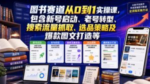 图书赛道从0到1实操课,包含新号启动、老号转型、搜索流量抓取、选品策略及爆款图文打造等-副业网创