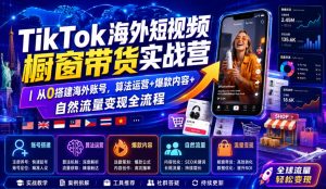TikTok海外短视频橱窗带货实战营｜从0搭建海外账号，算法运营+爆款内容+自然流量变现全流程-副业网创