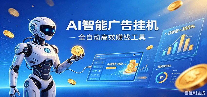 AI智能广告挂机，小白轻松上手，在家自动赚收益-副业网创
