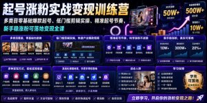 苗子起号涨粉实战变现训练营，多类目零基础爆款起号、精准起号节奏、新手稳涨粉可落地变现全课-副业网创