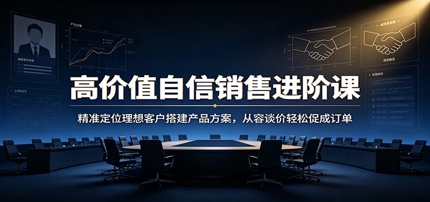 高价值自信销售进阶课：精准定位理想客户搭建产品方案，从容谈价轻松促成订单-副业网创
