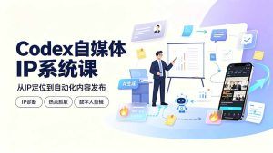 Codex自媒体IP系统课:IP诊断/热点抓取/IP蒸馏 Skill,爆款复刻数字人多平台自动发布教程-副业网创