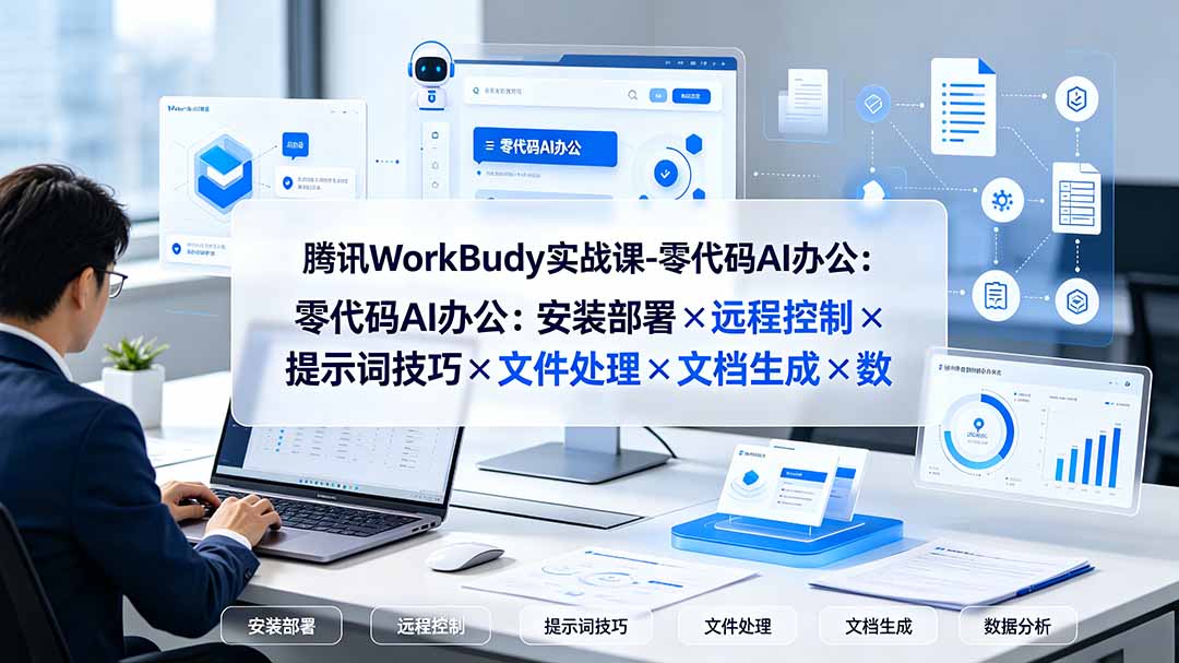 腾讯WorkBuddy实战课-零代码AI办公：安装部署×远程控制×提示词技巧×文件处理×文档生成×数据分析-副业网创