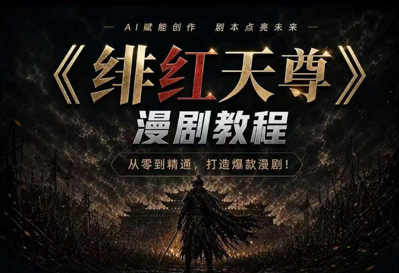 绯红天尊AI漫剧系统教程｜从零入门到精通，工具运用+剧本创作+爆款逻辑+提示词素材+镜头剪辑，全套爆款漫剧落地实战课-副业网创