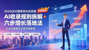 2026GEO搜索优化实战课:AI收录规则拆解|六步增长落地法|企业流量暴涨全套实操教程-副业网创