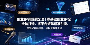 创业IP训练营2.0|零基础创业IP全阶打造、多平台矩阵精准引流、高转化内容写作、项目资源对接与口碑变现闭环课程-副业网创