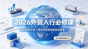 2026外贸入行必修课｜全流程干货，择业求职职场创业全覆盖，新手零基础快速入行-副业网创