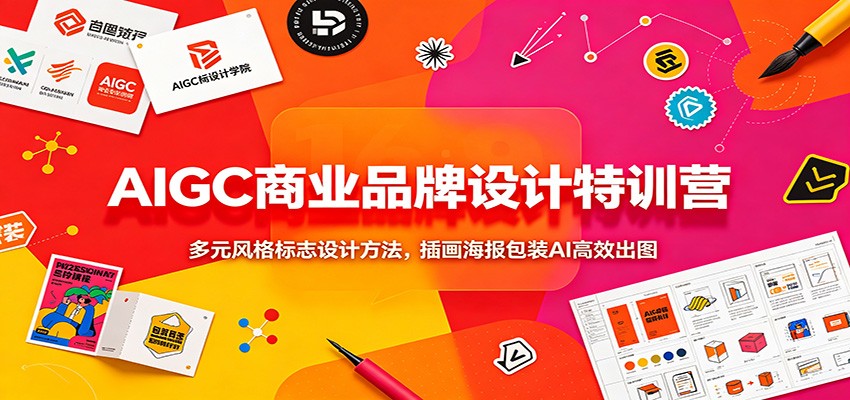 AIGC商业品牌设计特训营：多元风格标志设计方法，插画海报包装AI高效出图-副业网创