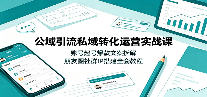 公域引流私域转化运营实战课:账号起号爆款文案拆解,朋友圈社群IP搭建全套教程-副业网创